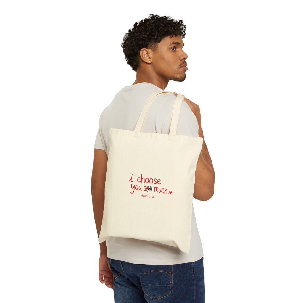 Tote Bag — "I Choose You So Much" Cute Valentine Candy Heart Canvas Tote