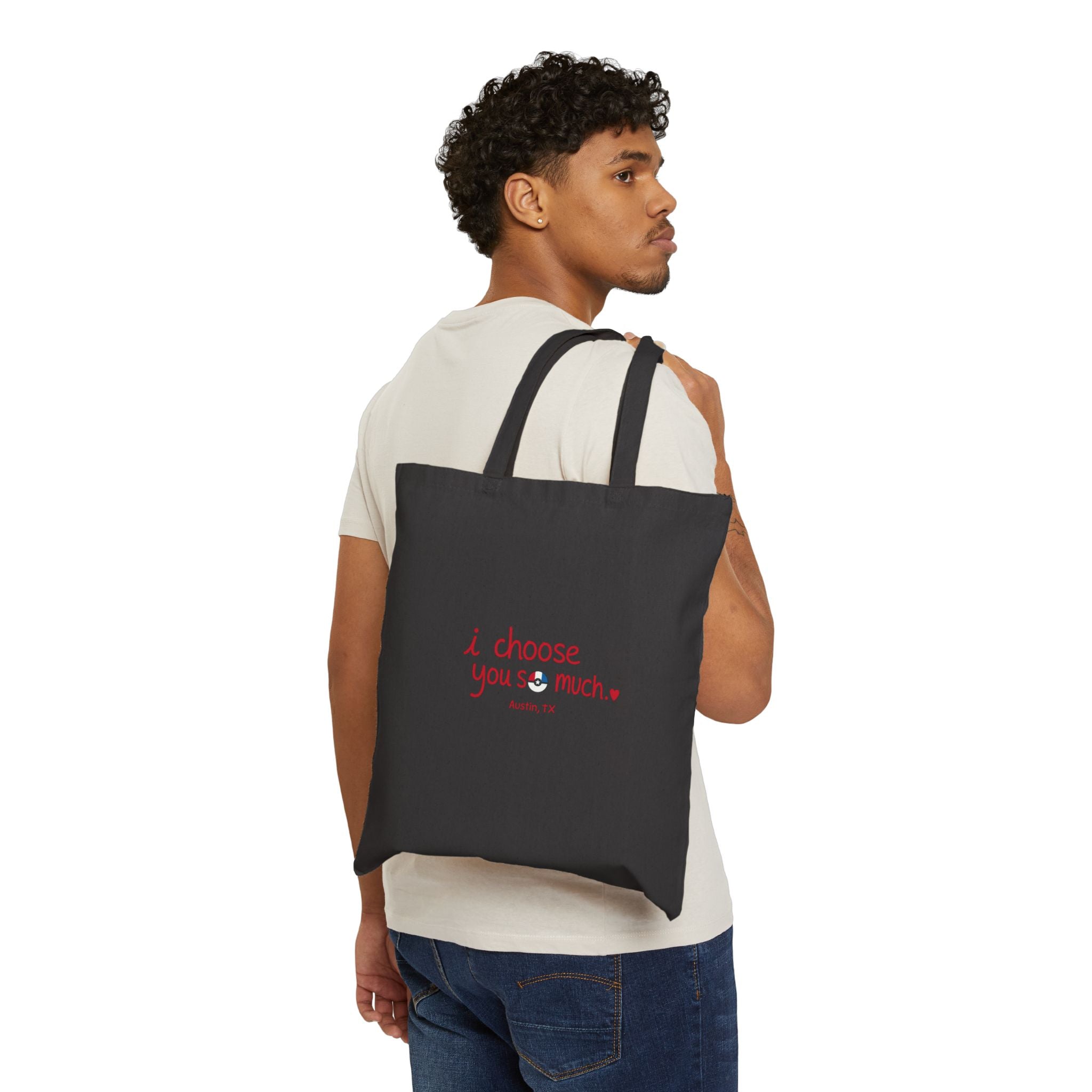 Tote Bag — "I Choose You So Much" Cute Valentine Candy Heart Canvas Tote